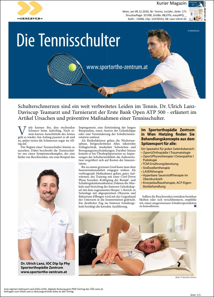 201209_Kuriermagazin_Tennis_DrLanz_Tennisschulter_Schulterspezialist_Hietzing